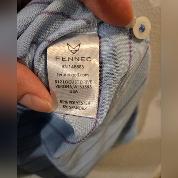 Fennec Golf Polo Blue With Purple Stripe | Size XL - Picture 5 of 5